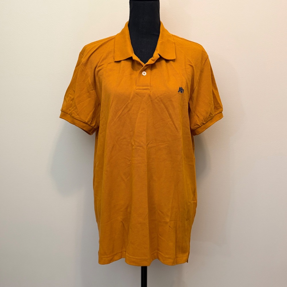 NEW Aeropostale Mens XL Polo Shirt Gold Orange Short Sleeve Logo Y2K Preppy Golf